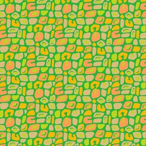 Wild Thing Abstract Leopard Spots Animal Skin in Retro 70s Lime Green Yellow Orange Sand on Kelly Green - SMALL Scale - UnBlink Studio by Jackie Tahara