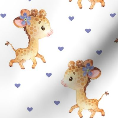 Baby Giraffe + Hearts – Girls Nursery Fabric