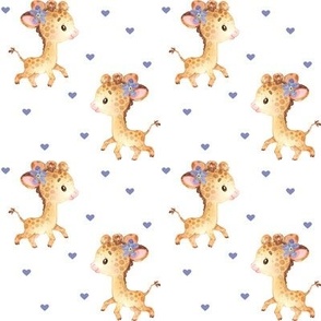 Baby Giraffe + Hearts – Girls Nursery Fabric, smaller