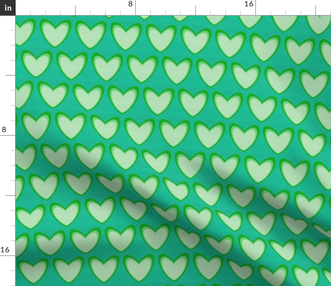 Linen textured heart greens