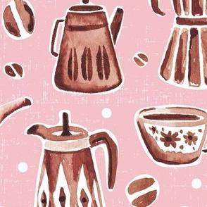 Percolator - Coffee Watercolor Pink Large Scale