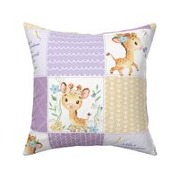 GiGi the Giraffe Patchwork Quilt – Nursery Girls Baby Blanket Bedding (lavender purple yellow) Quilt B