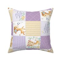 4 1/2" GiGi the Giraffe Patchwork Quilt – Girls Baby Blanket Nursery Bedding (lavender purple yellow) Quilt B, ROTATED