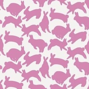 Hopping Easter Bunnies - Pastel Fuchsia - Small - 3x3