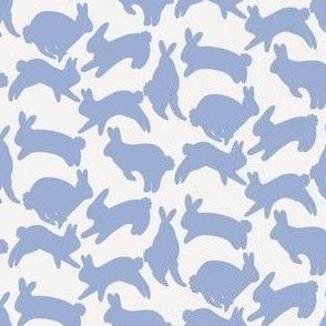 Hopping Pastel Easter Bunnies Rabbits - Baby Blue - Small - 3x3