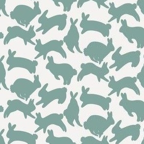 Hopping Easter Bunnies - Pastel Aqua Green - Small - 3x3