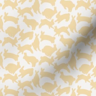 Hopping Easter Bunnies - Pastel Light Yellow Rabbits - Small - 3x3