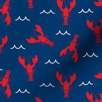 lobsters on blue background with waves MEDIUM