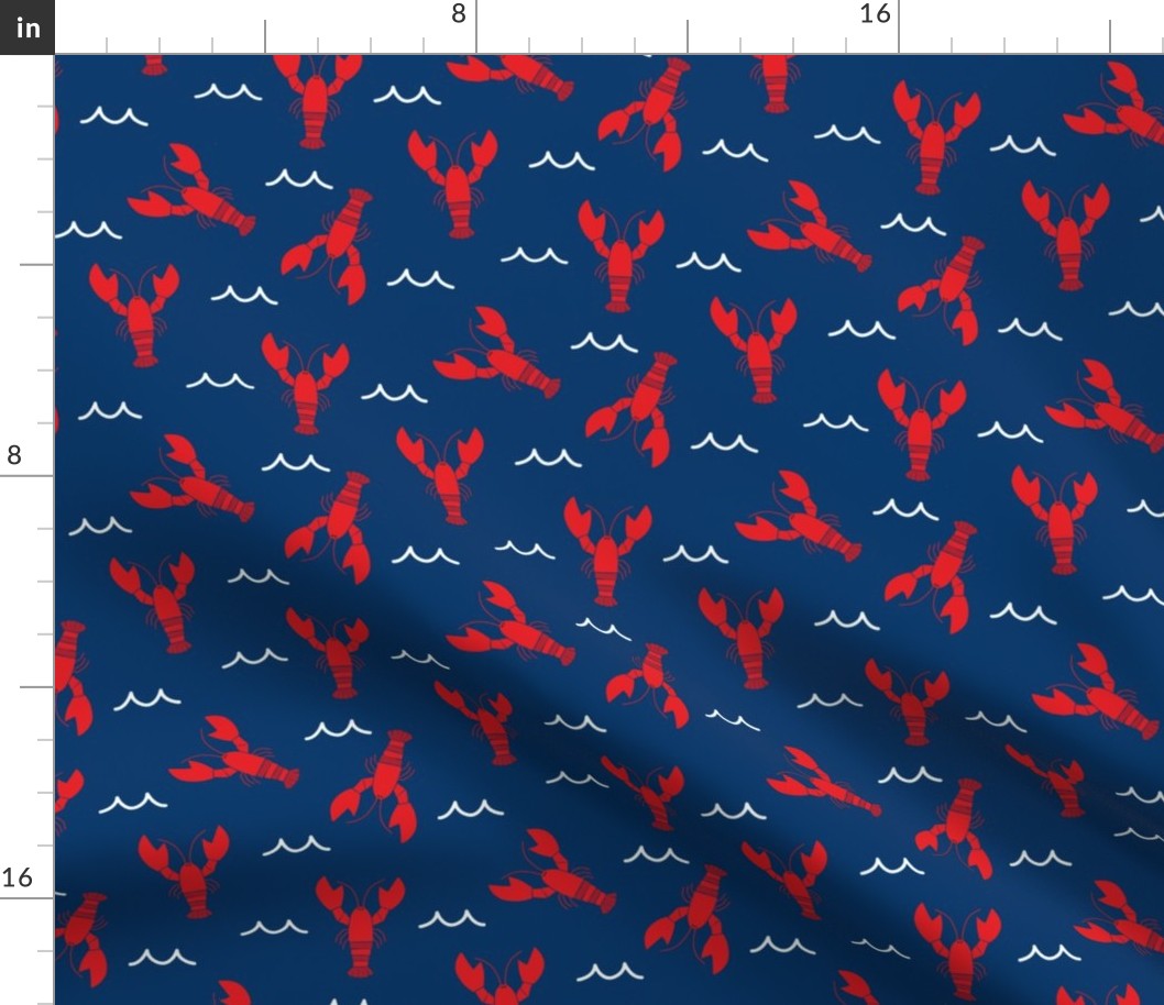 lobsters on blue background with waves MEDIUM