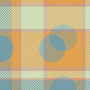 orange and blue plaid with circles by rysunki_malunki