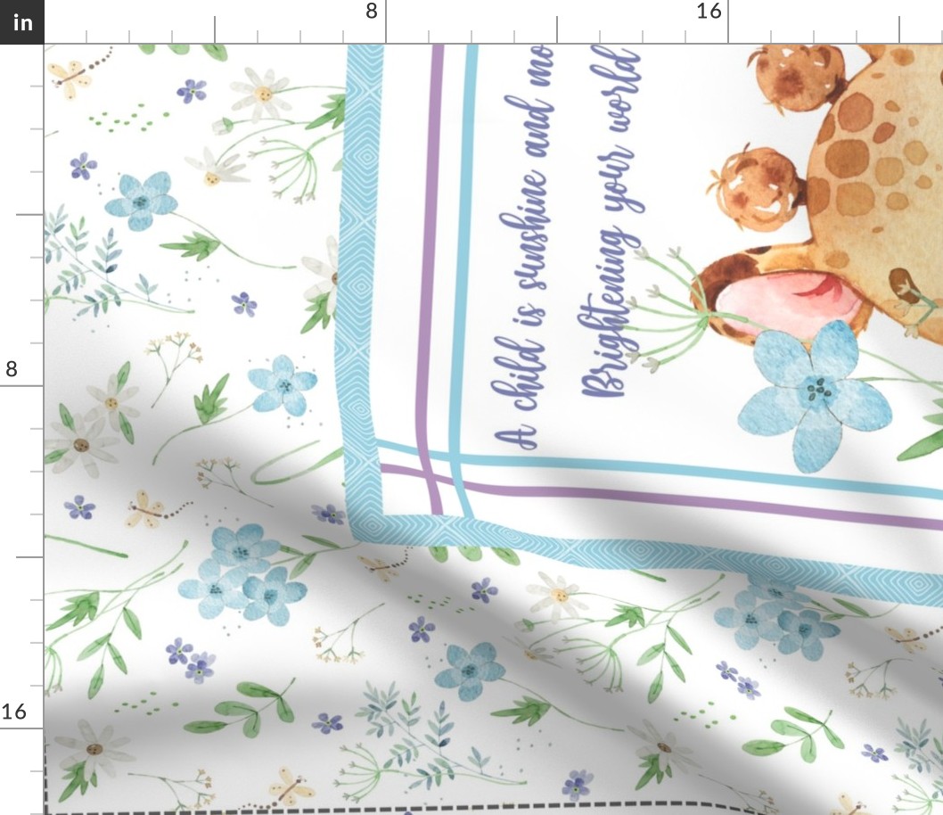 42” x 36” Cute Baby Giraffe Blanket Panel // GiGi the Giraffe Bedding, REQUIRES ONE YARD