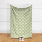 Smaller Scale Floral Damask Spring Green on White