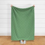 Smaller Scale Floral Damask White on Green