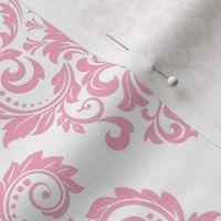 Bigger Scale Floral Damask Baby Pink on White