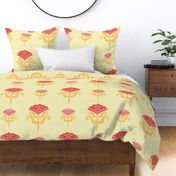 Elegant Mod Blooms in Coral on Yellow - XL