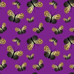 Gold Butterfly Print in Purple