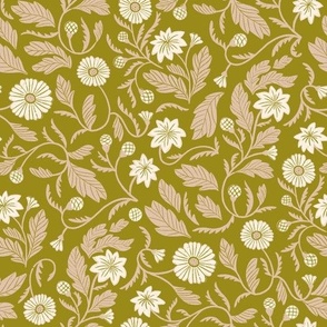 classical floral olive and cream and brown