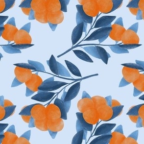 satsuma watercolor blue || mandarin orange citrus fruit (medium)