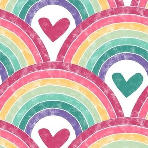 Retro Rainbow Hearts and Love by Angel Gerardo - Large Scale