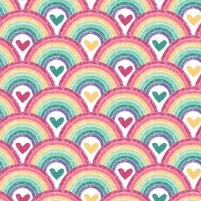 Retro Rainbow Hearts and Love by Angel Gerardo - Small Scale