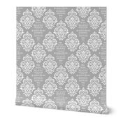 Bigger Scale May The Lord Bless You and Keep You Christian Bible Verses Scripture Sayings and Hymns Soft Grey and White Damask