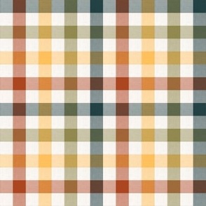 small scale gingham - autumn rainbow