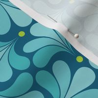Water Splash- Turquoise Blue- Peacock- Pool- Petal Solids Coordinate- Beach- Summer- Art Deco Wallpaper- Bright 70s Abstract Geometric- sMini