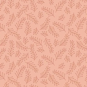Branches stylized, scattered in coral  - medium size