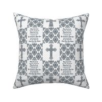 Smaller Scale Patchwork 3 Inch Squares May The Lord Bless You And Keep You Christian Bible Verses Scripture Sayings and Hymns for Cheater Quilt or Blanket White and Navy