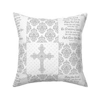 Bigger Scale Patchwork 6 Inch Squares May The Lord Bless You And Keep You Christian Bible Verses Scripture Sayings and Hymns for Cheater Quilt or Blanket White and Soft Grey