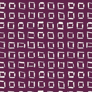 Small // Wonky Squares: Hand-Painted Geometric Boho Square - Plum Purple