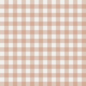 1" tan check fabric - neutral tan, boho earth tones muted check 