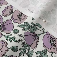 MEDIUM  poppies floral fabric - poppy design, florals - lilac