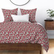 MEDIUM poppies floral fabric - poppy design, florals - red