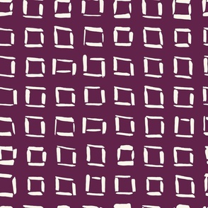 Large // Wonky Squares: Hand-Painted Geometric Boho Square - Plum Purple