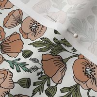 MEDIUM poppies floral fabric - poppy design, florals - neutral