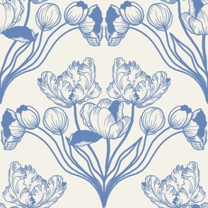 Tulip blues bathroom wallpaper