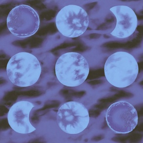 Tie Dye Moons in Night Sky | Blue | X-Large