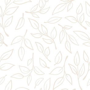 Large | Falling Leaves in Cream on White