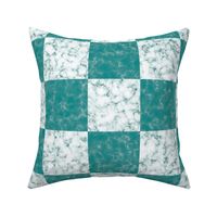 marbled tiles in teal and white