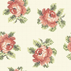 Cross stitch roses