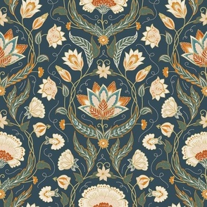 Summer floral green pattern. Reduced scale.