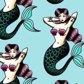 Mermaid Pin-Up: Aqua