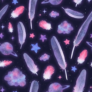 Galaxy Galah Feathers in Watercolour - Dark