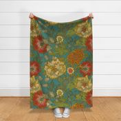 LARGE GARDEN FRESCO CLASSIC IN TEAL- Willam Morris Style