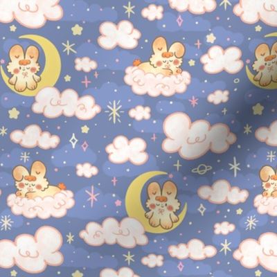 Nursery Goodnight Bunnies Cute Kawaii Clouds