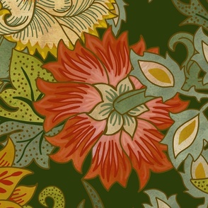 LARGE GARDEN FRESCO CLASSIC IN FOREST GREEN - Willam Morris Style