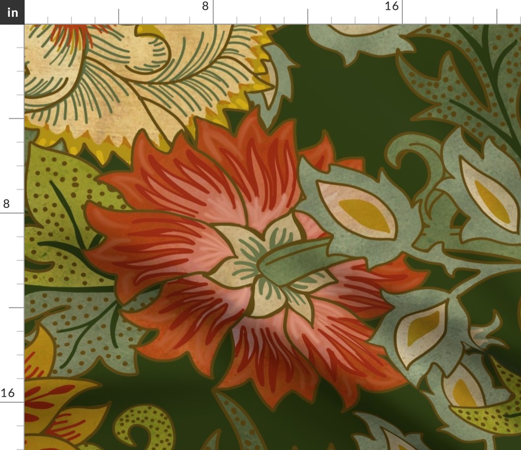 LARGE GARDEN FRESCO CLASSIC IN FOREST GREEN - Willam Morris Style