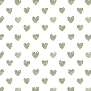 hand-painted watercolor hearts sage green scale S