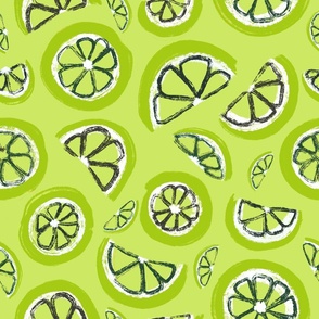 Lime Slices On A Lime Background